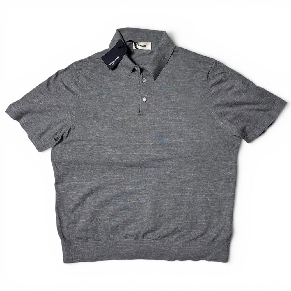Buck Mason Avalon Knit Polo Mens Size XL Graphite Button Ribbed Collar NWT